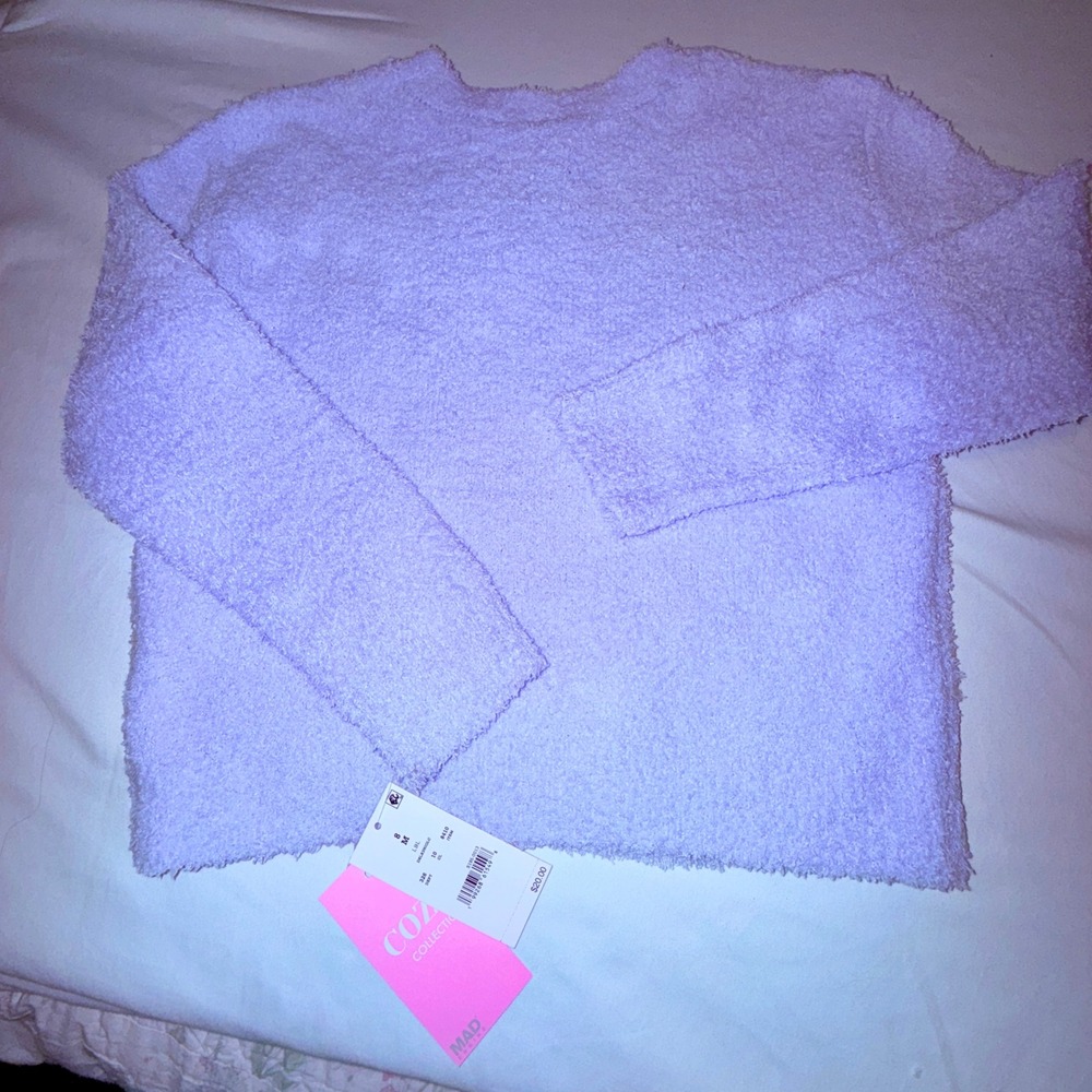 Disney Stitch Sweater Kids S 8 Purple NEW Fuzzy Eyelash Knit Mad Engine Pullover - Picture 8 of 8